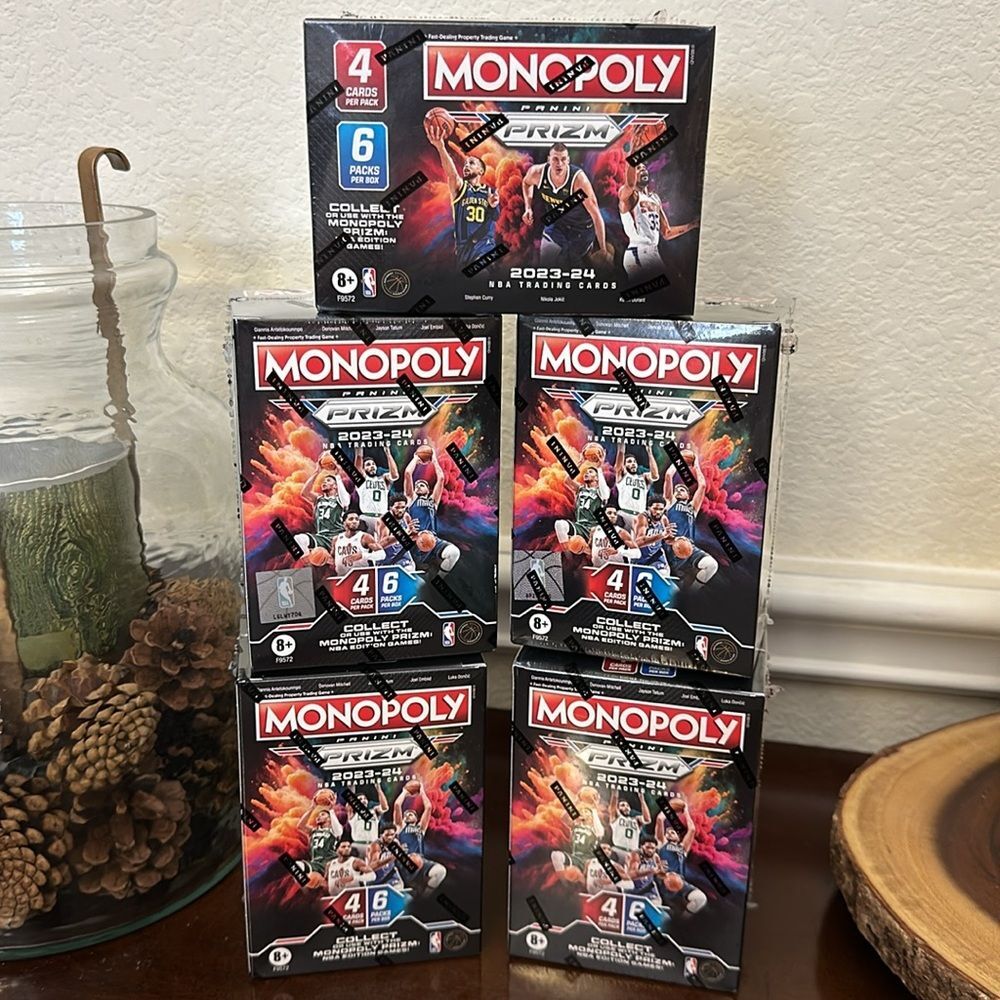 NIB-5 Boxes Monopoly Panini Prizm 2023-24 NBA Trading Cards